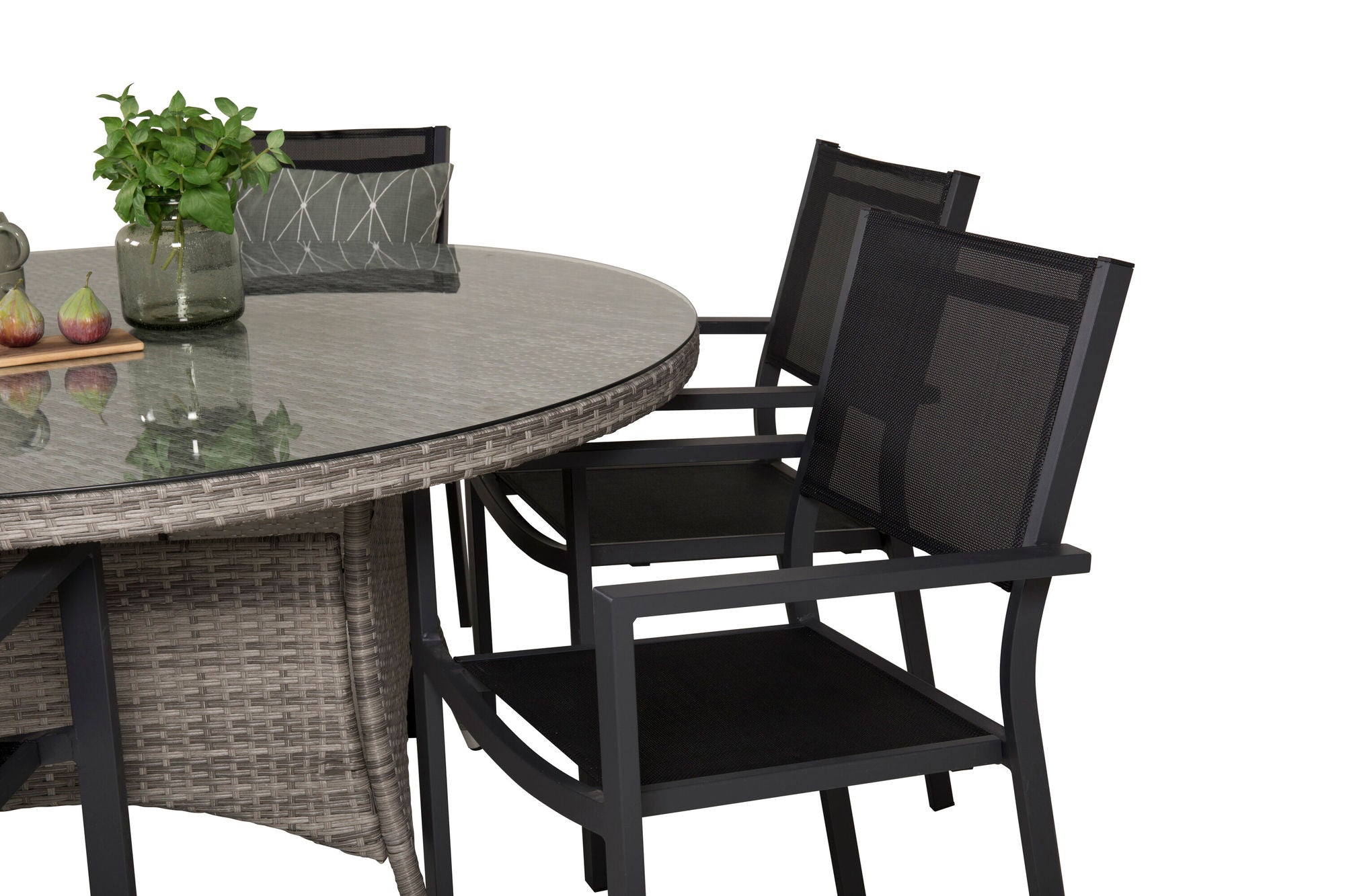 Venture Home Volta bord ø 150 - Grey/Glass - Copacabana Stacking stol - Black/Black 6