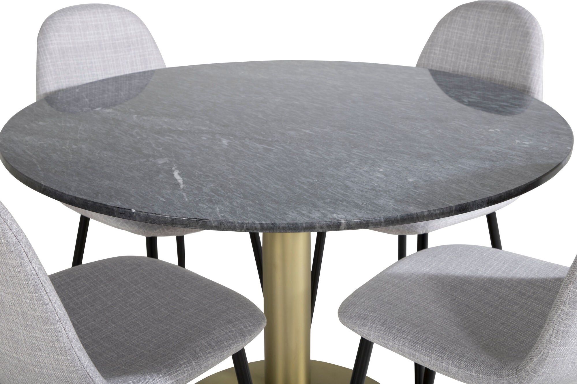 Venture Home Estelle rund spisebord ø106 H75 - Black / Brass+Polar Spisebordsstol - Black Legs - Light Grey Fabric_4