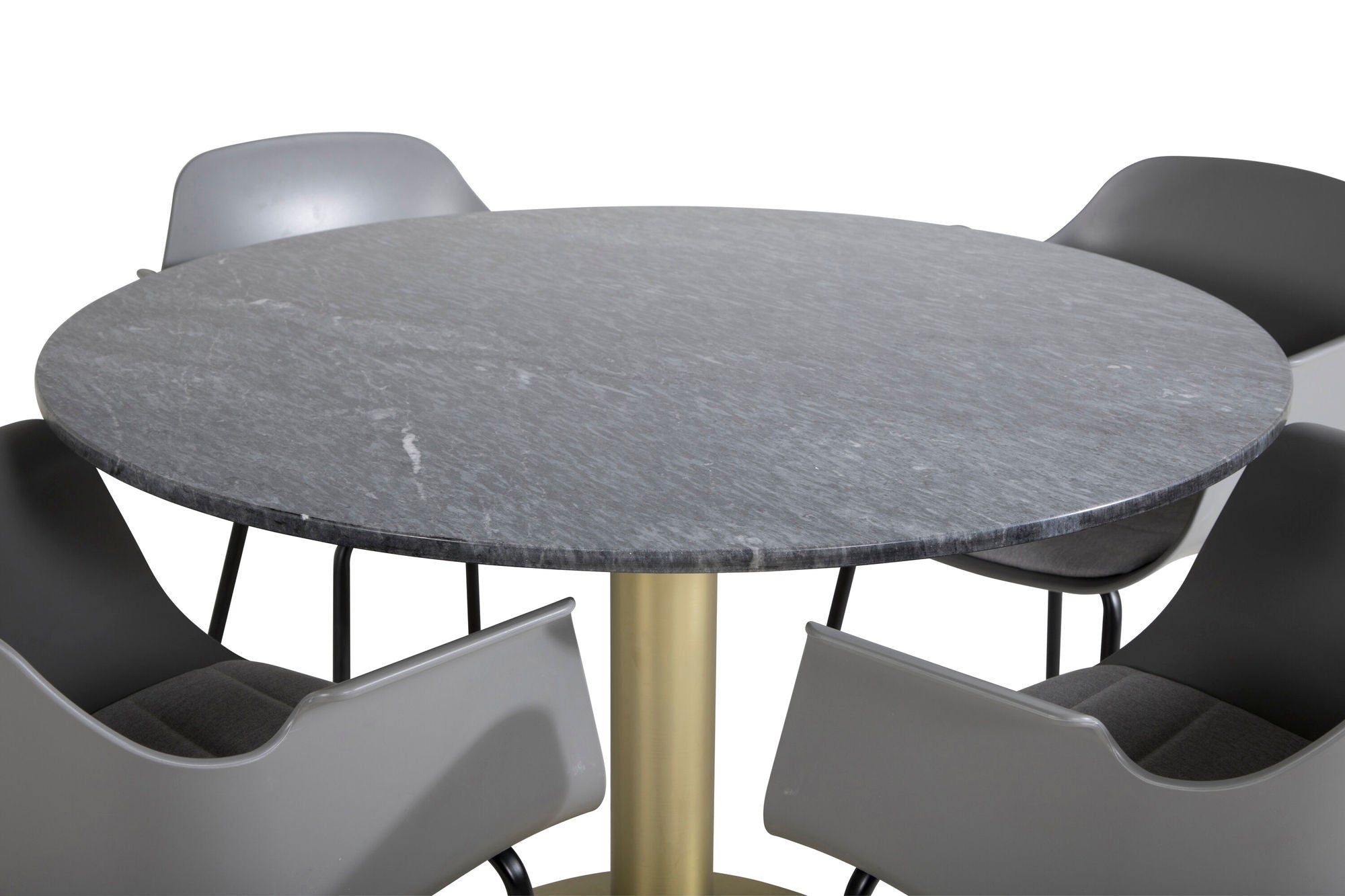 Venture Home Estelle rund spisebord ø106 H75 - Black / Brass+Comfort Plastic Spisebordsstol - Black Legs - Grey Plastic_4