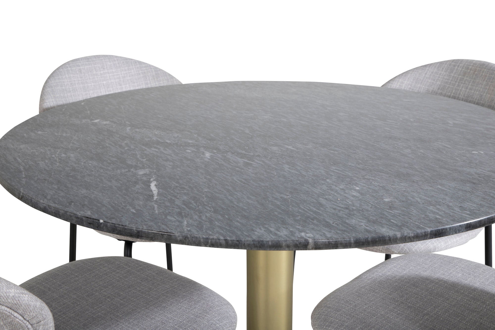 Venture Home Estelle rund spisebord ø106 H75 - Black / Brass+Vault Spisebordsstol - Black Legs - Grey Fabric_4