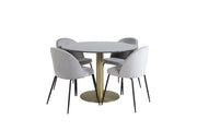 Venture Home Estelle rund spisebord ø106 H75 - Black / Brass+Wrinkles Spisebordsstol - Black Legs - Grey Velvet_4
