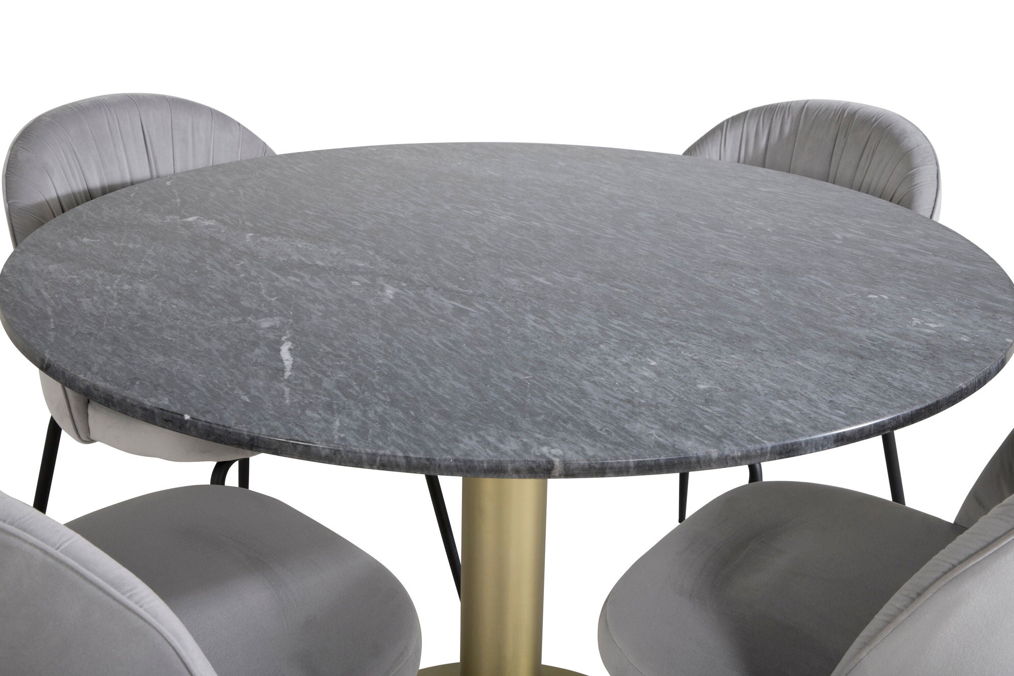 Venture Home Estelle rund spisebord ø106 H75 - Black / Brass+Wrinkles Spisebordsstol - Black Legs - Grey Velvet_4