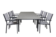 Venture Home Levels spisebord 160/240*90 - Black Alu / Grey Aintwood +Copacabana Arm stol (stackable) - Black Alu / Grey Textilene_6