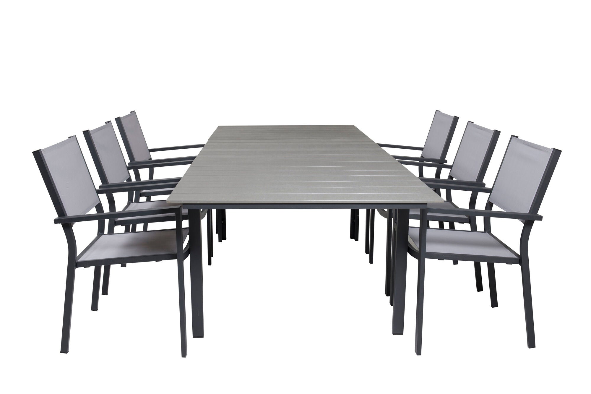 Venture Home Levels spisebord 160/240*90 - Black Alu / Grey Aintwood +Copacabana Arm stol (stackable) - Black Alu / Grey Textilene_6