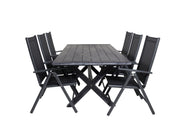 Venture Home Rives spisebord 200*100cm - Black Acacia+Break 5:pos stol - Black alu / Black Textilene_6