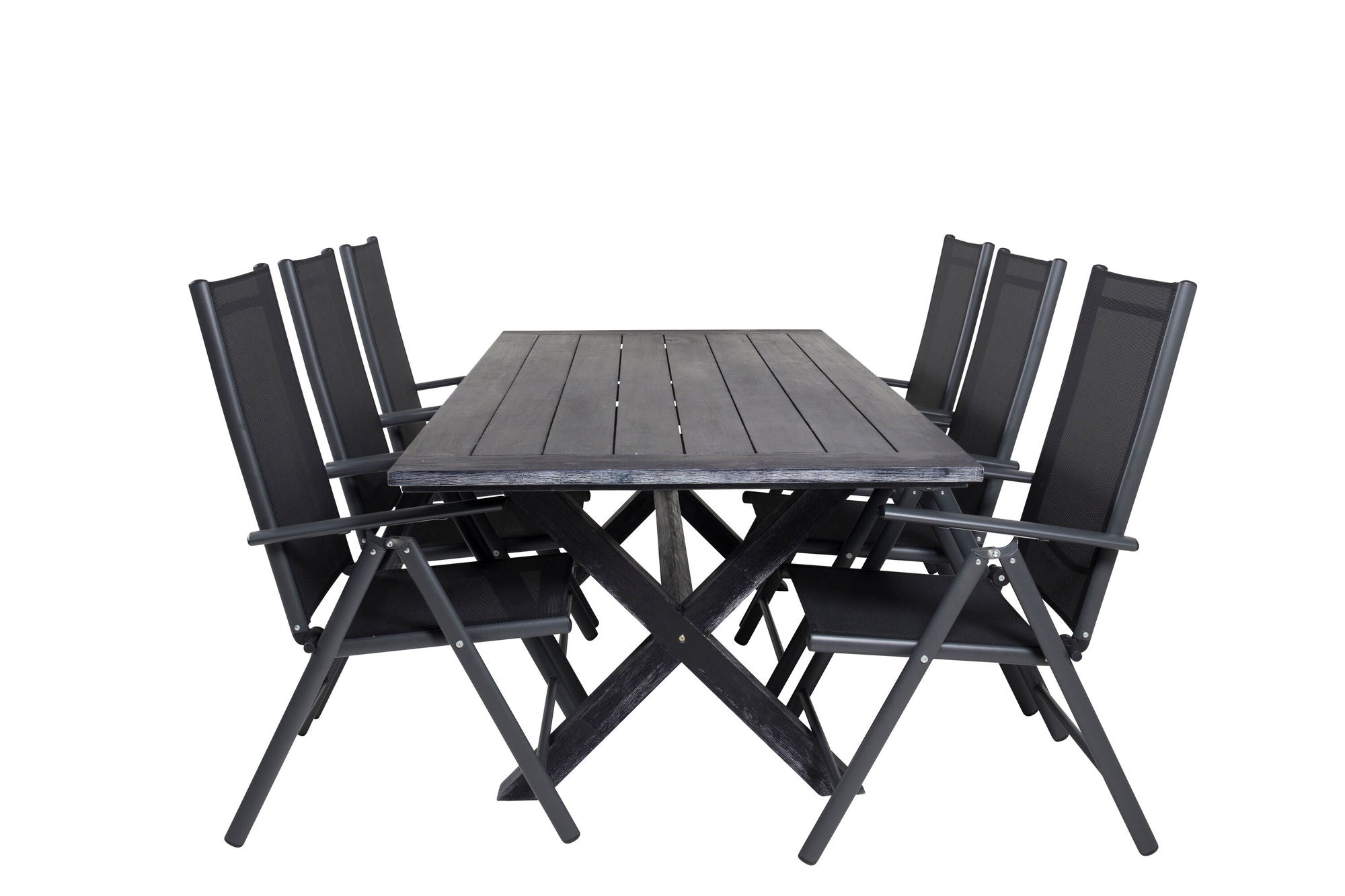 Venture Home Rives spisebord 200*100cm - Black Acacia+Break 5:pos stol - Black alu / Black Textilene_6