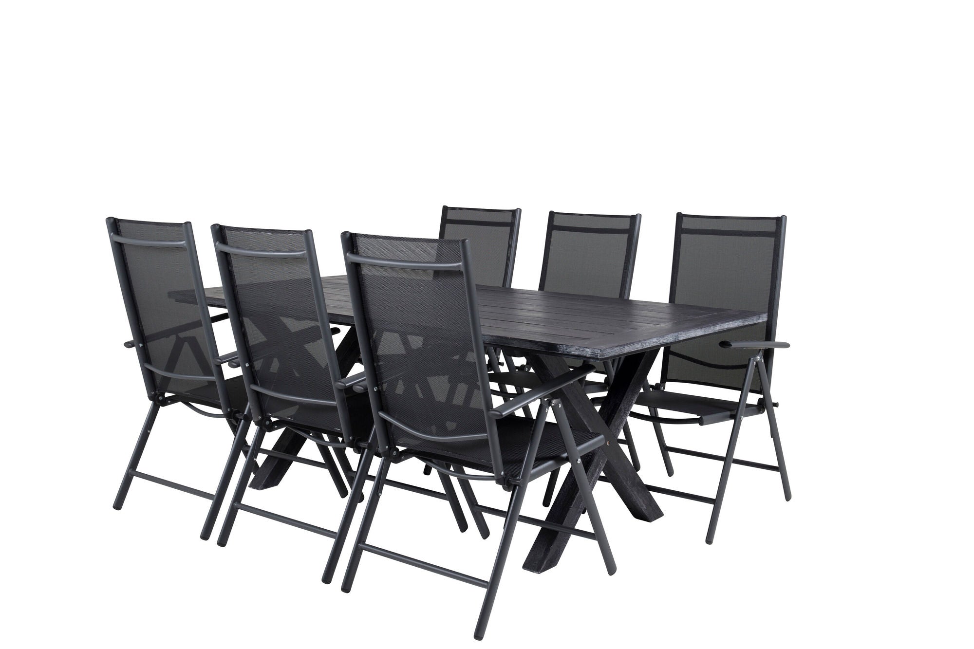 Venture Home Rives spisebord 200*100cm - Black Acacia+Break 5:pos stol - Black alu / Black Textilene_6