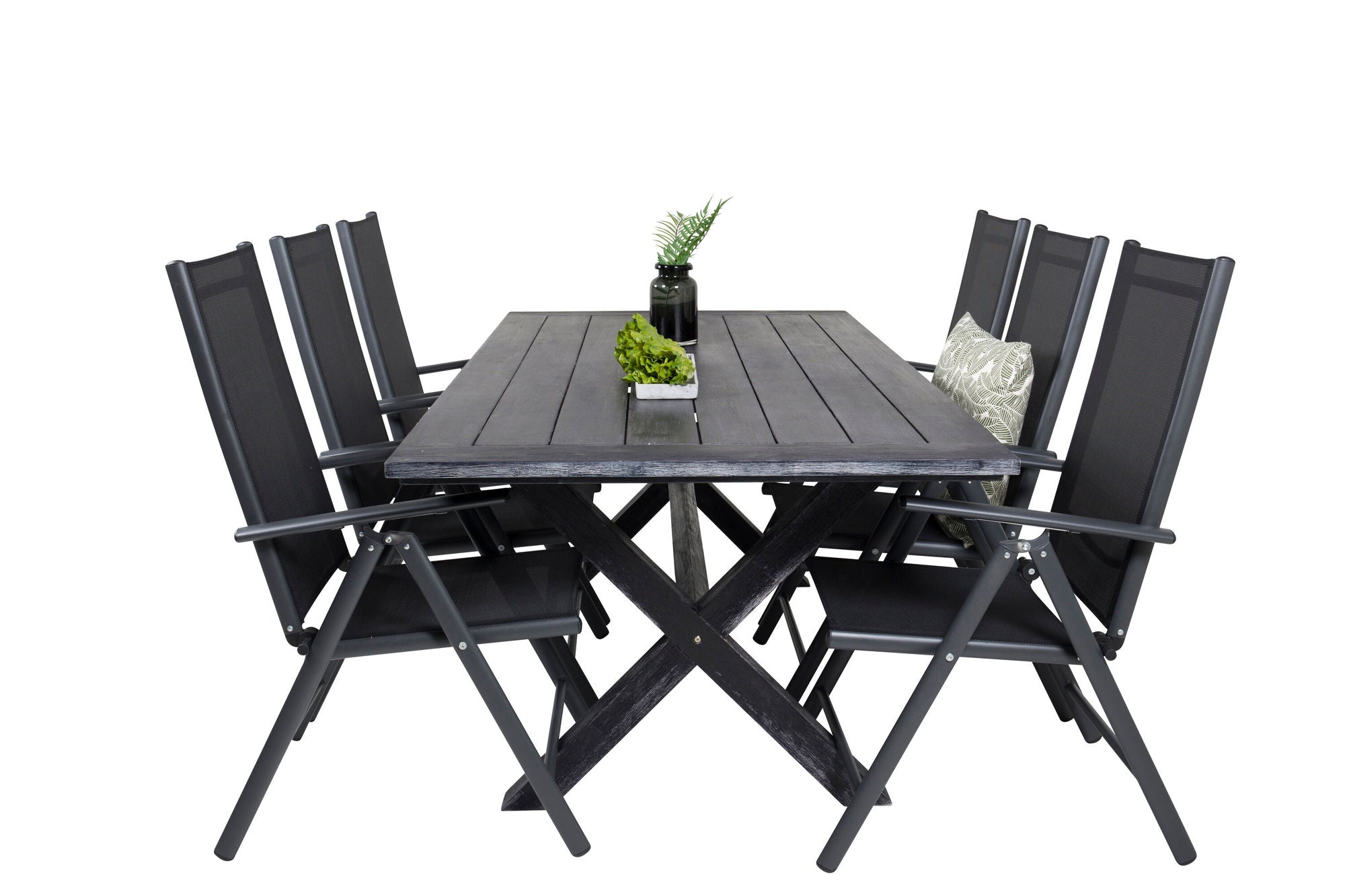 Venture Home Rives spisebord 200*100cm - Black Acacia+Break 5:pos stol - Black alu / Black Textilene_6