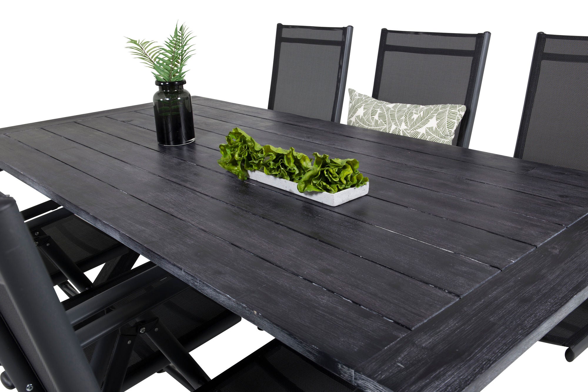 Venture Home Rives spisebord 200*100cm - Black Acacia+Break 5:pos stol - Black alu / Black Textilene_6