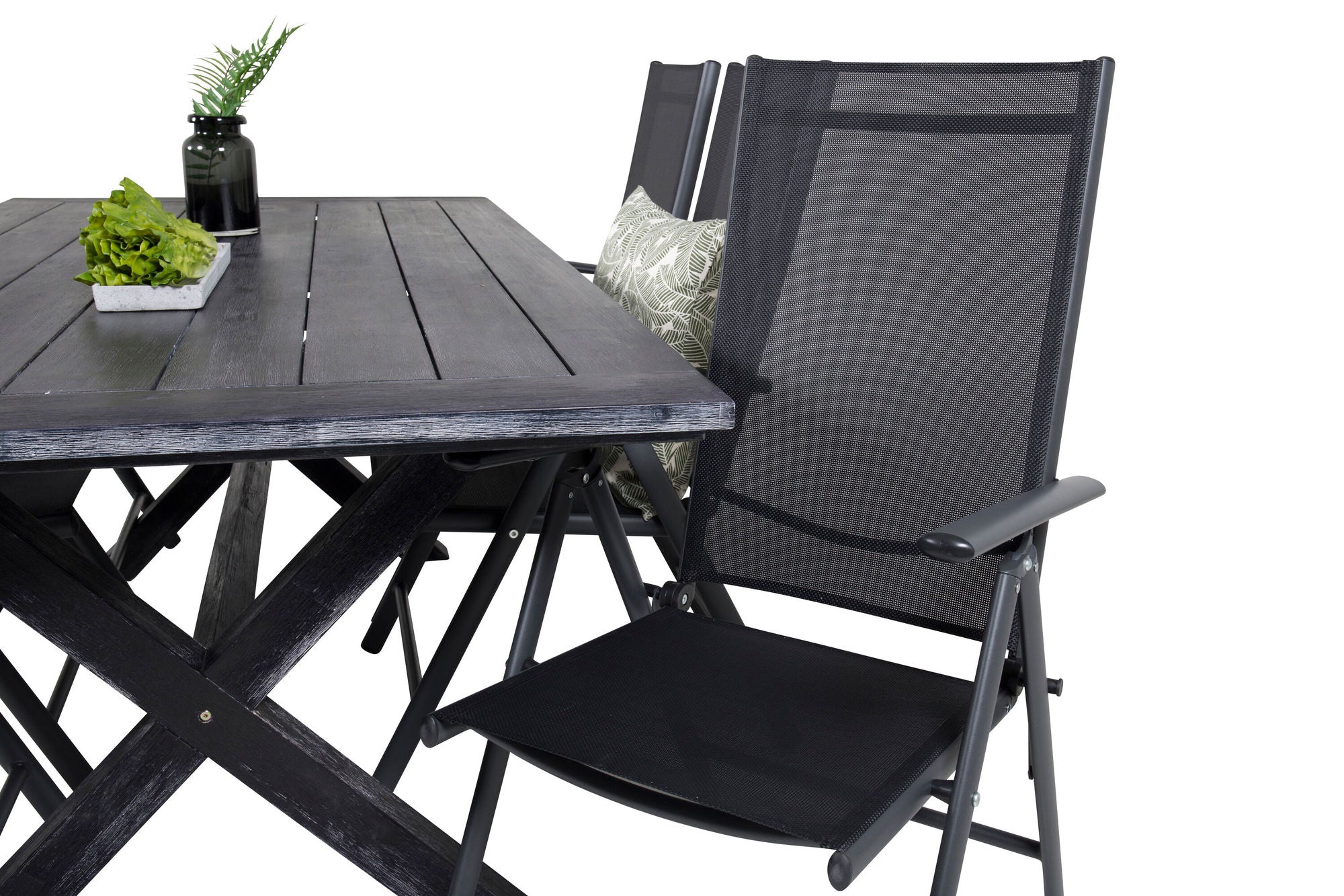 Venture Home Rives spisebord 200*100cm - Black Acacia+Break 5:pos stol - Black alu / Black Textilene_6