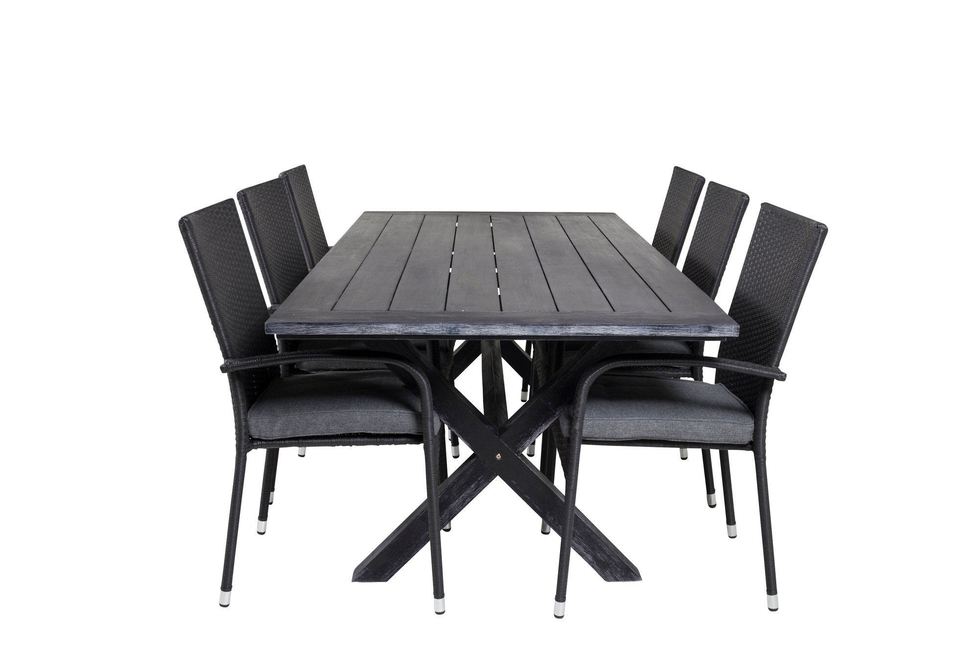 Venture Home Rives spisebord 200*100cm - Black Acacia+Anna Arm stol (stackable) - Black_6