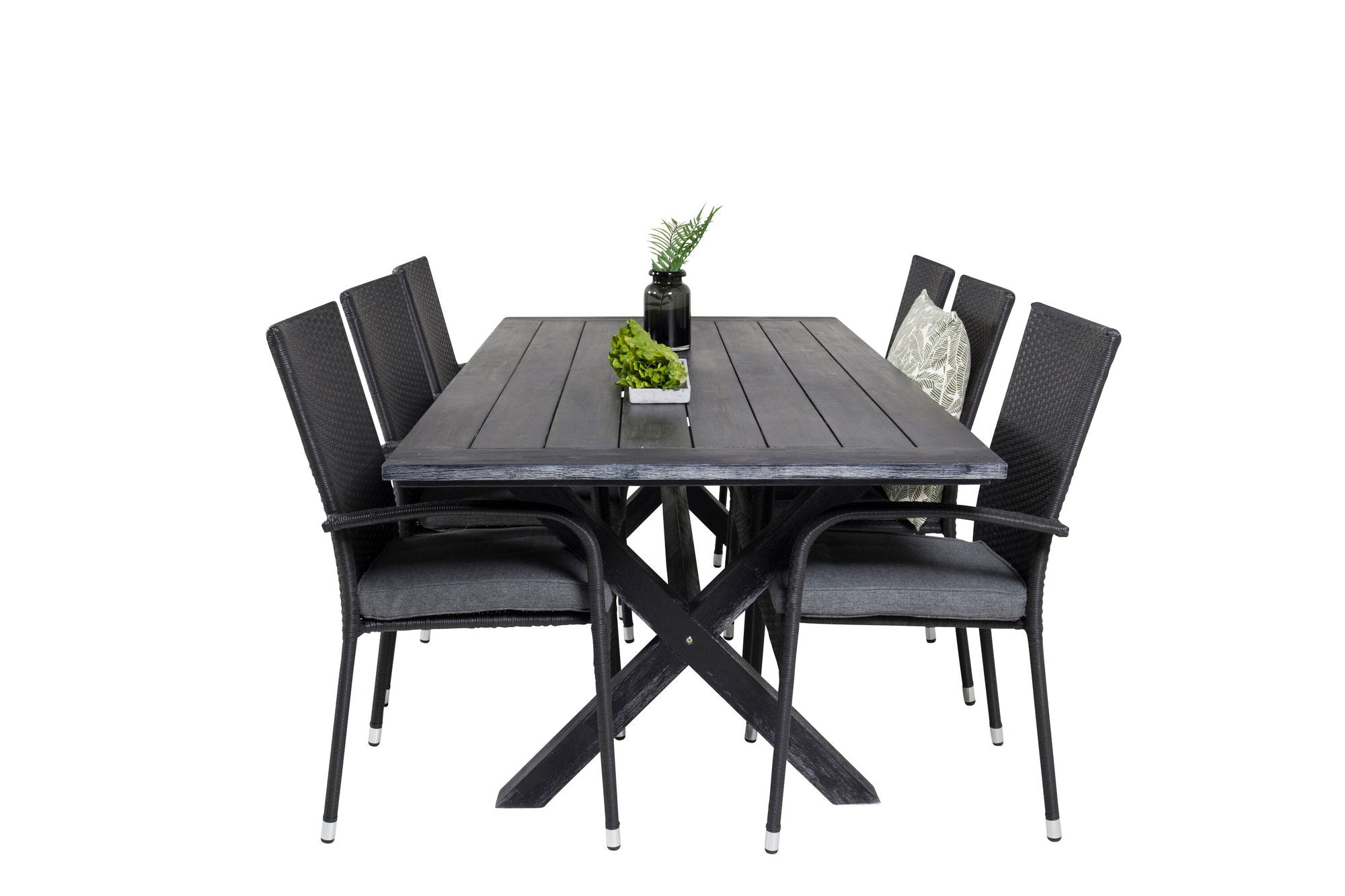 Venture Home Rives spisebord 200*100cm - Black Acacia+Anna Arm stol (stackable) - Black_6