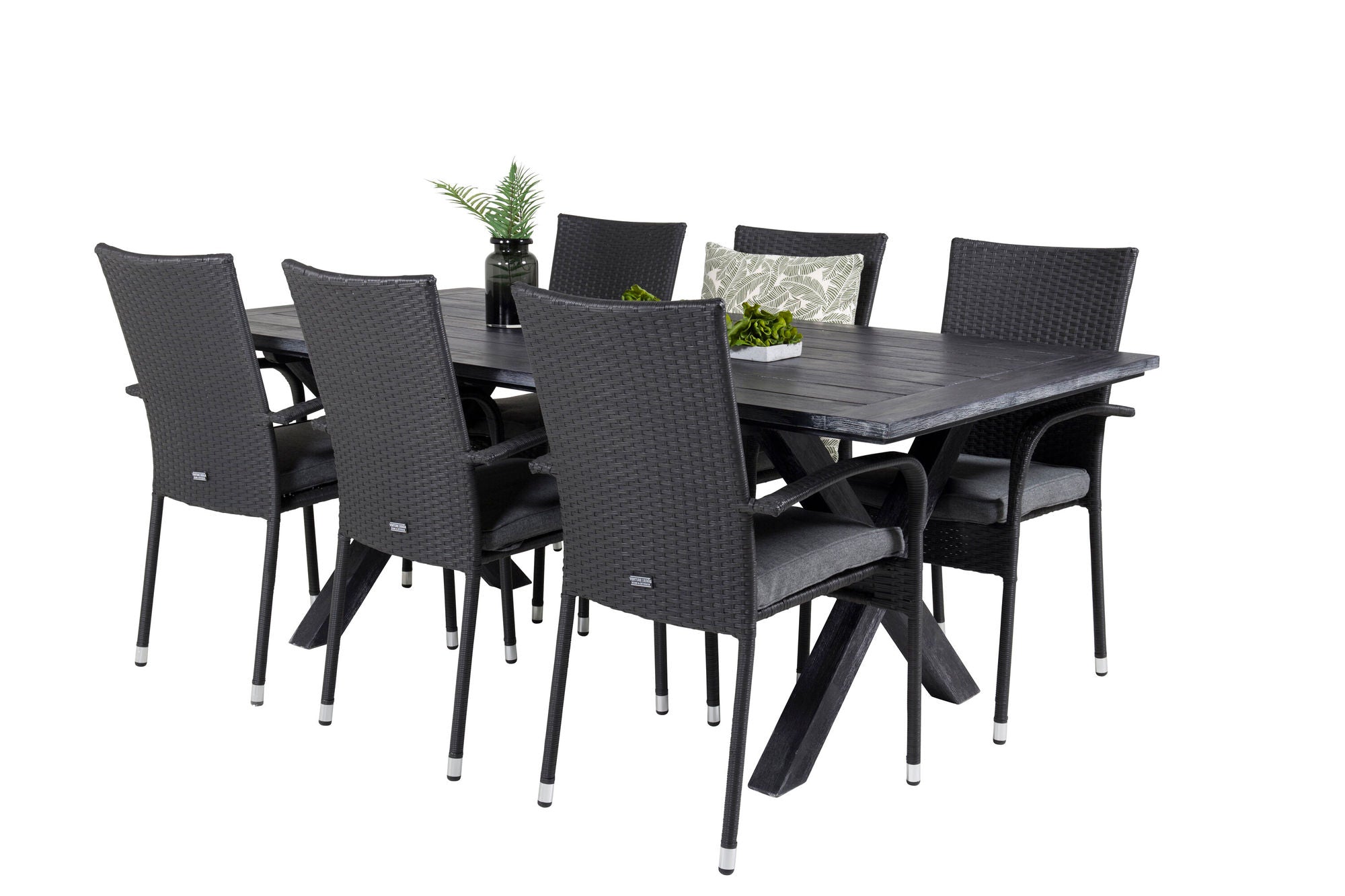 Venture Home Rives spisebord 200*100cm - Black Acacia+Anna Arm stol (stackable) - Black_6