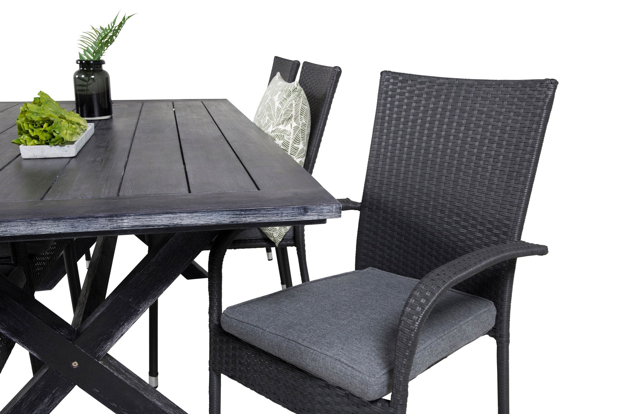 Venture Home Rives spisebord 200*100cm - Black Acacia+Anna Arm stol (stackable) - Black_6