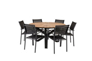 Venture Home Mexico spisebord ø140 - Black / Teak+Santorini Arm stol (Stackable) - Black