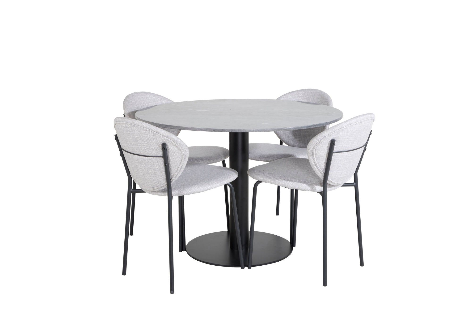 Venture Home Estelle rund spisebord ø106 H75 - Black / Black+Vault Spisebordsstol - Black Legs - Grey Fabric_4