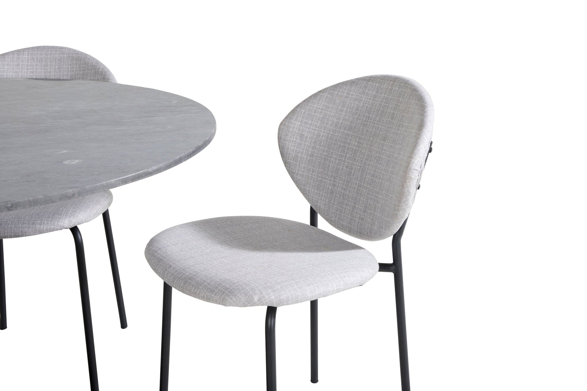 Venture Home Estelle rund spisebord ø106 H75 - Black / Black+Vault Spisebordsstol - Black Legs - Grey Fabric_4