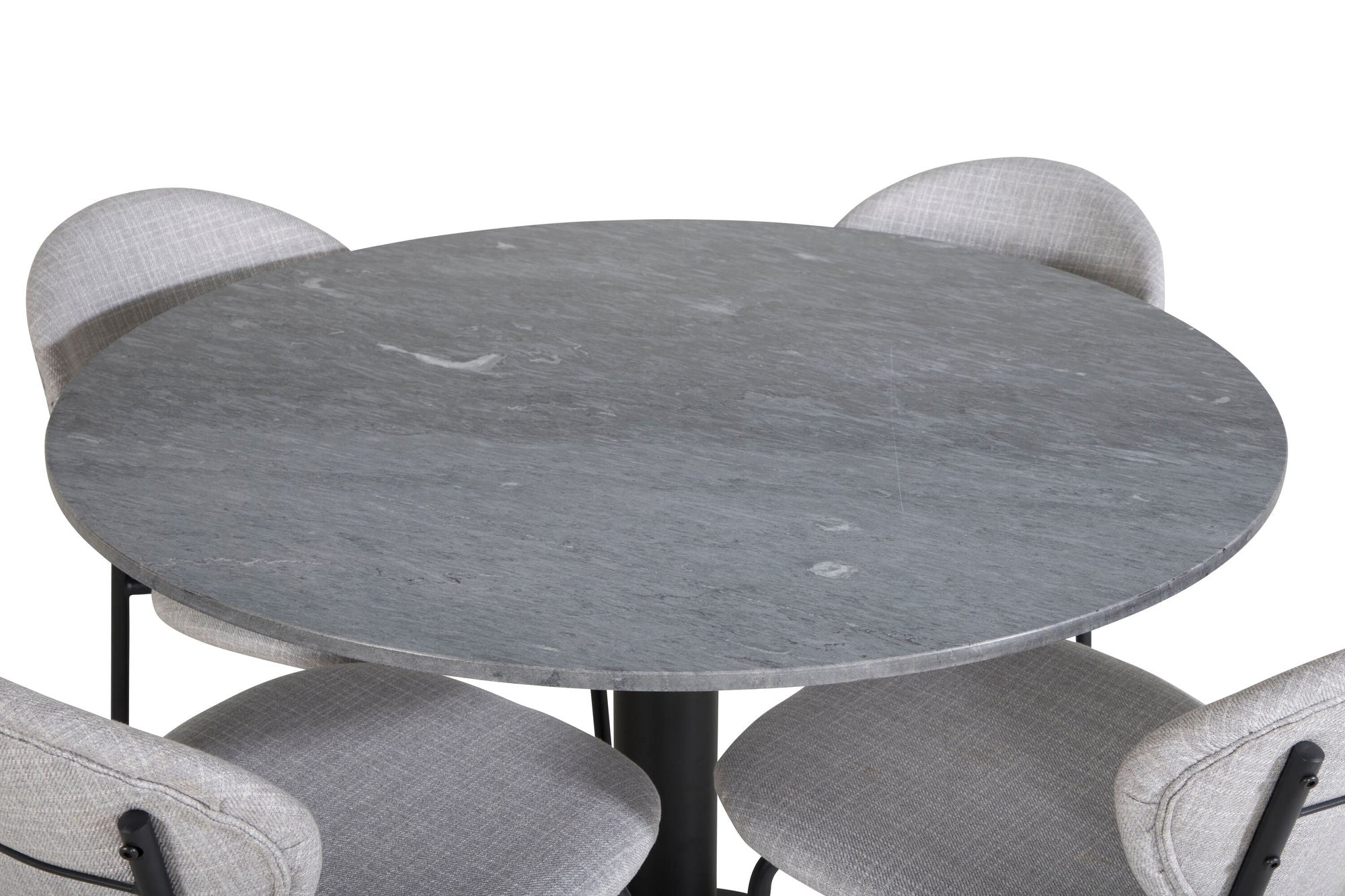 Venture Home Estelle rund spisebord ø106 H75 - Black / Black+Vault Spisebordsstol - Black Legs - Grey Fabric_4