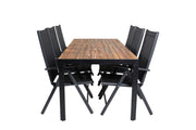 Venture Home Bois spisebord 200*100cm - Black Legs / Acacia +Break 5:pos stol - Black a