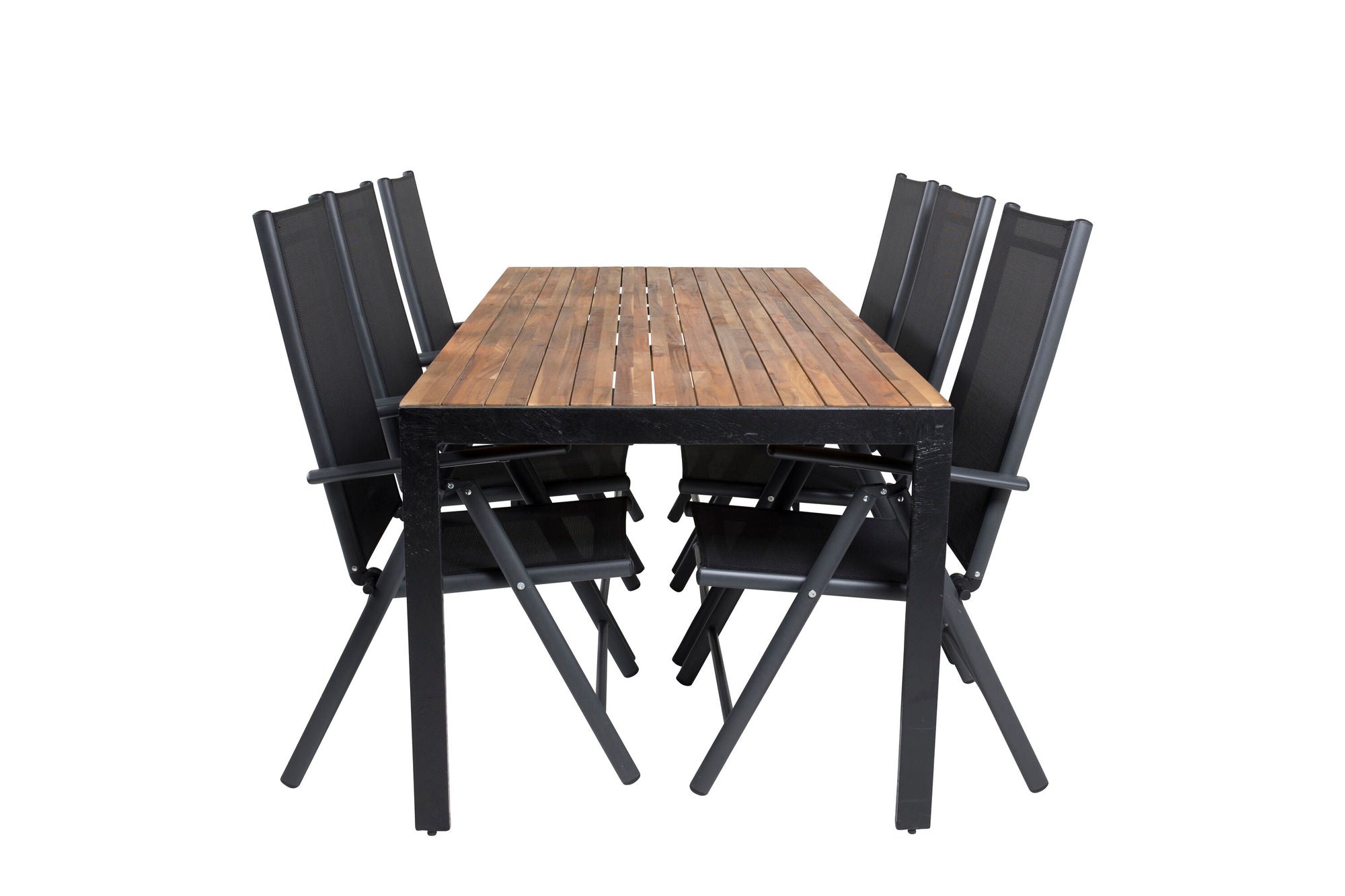 Venture Home Bois spisebord 200*100cm - Black Legs / Acacia +Break 5:pos stol - Black a