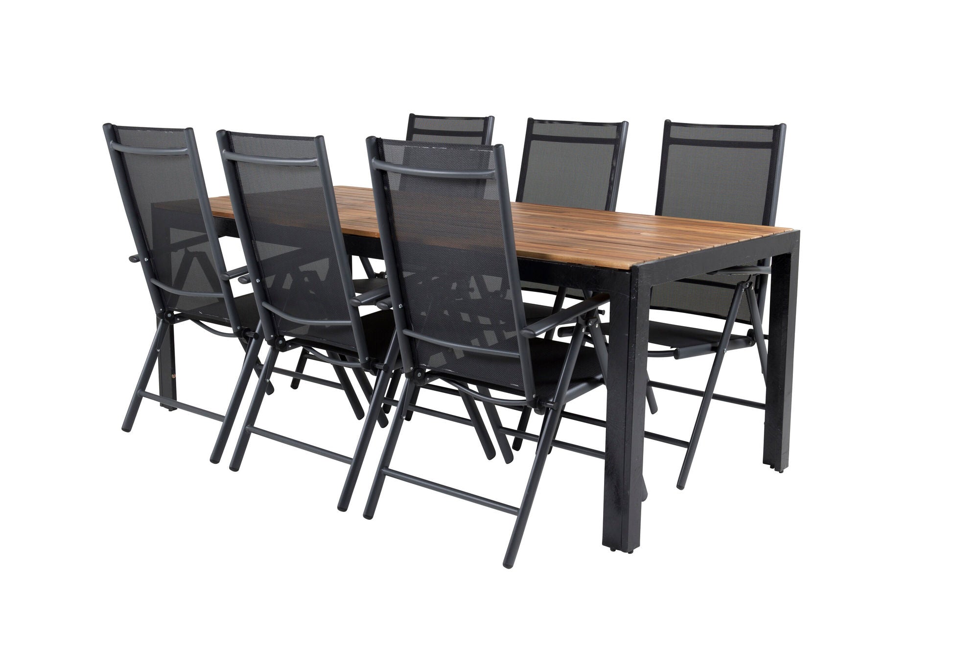 Venture Home Bois spisebord 200*100cm - Black Legs / Acacia +Break 5:pos stol - Black a