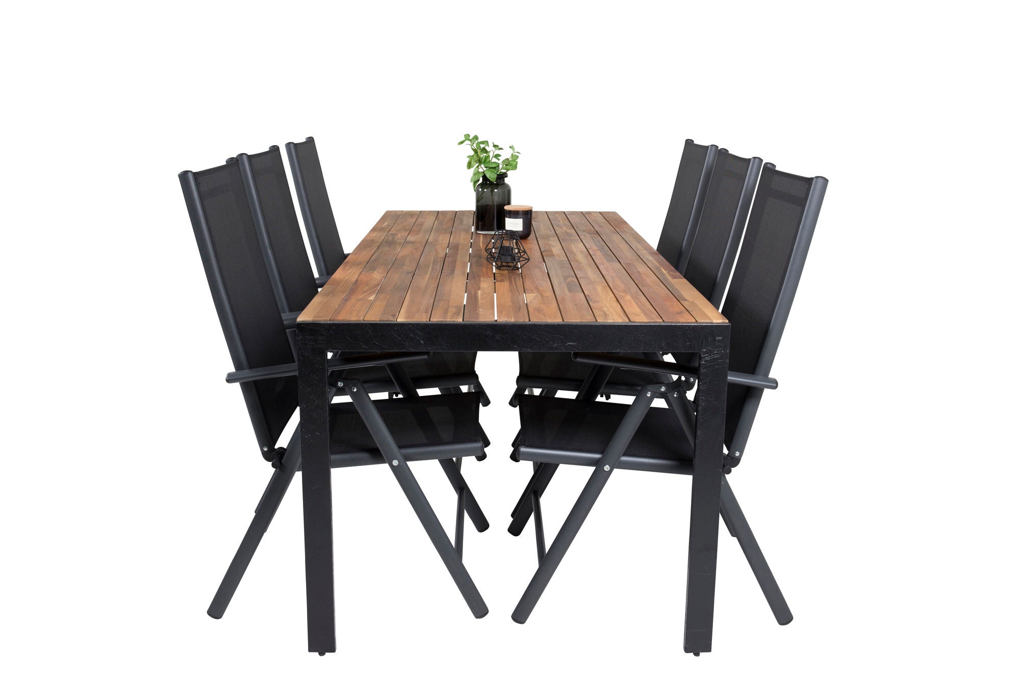 Venture Home Bois spisebord 200*100cm - Black Legs / Acacia +Break 5:pos stol - Black a