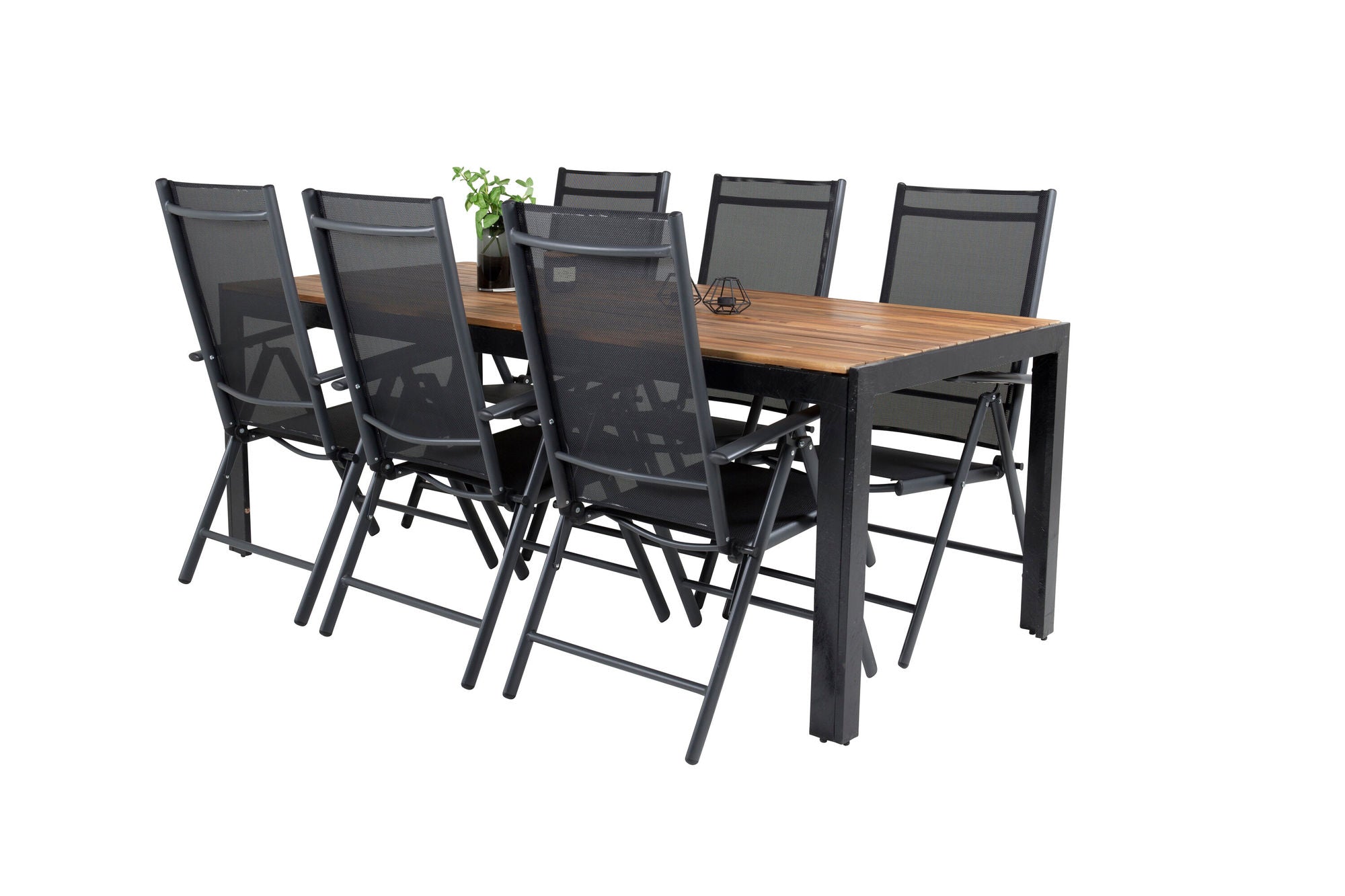Venture Home Bois spisebord 200*100cm - Black Legs / Acacia +Break 5:pos stol - Black a