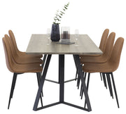 Venture Home Marina spisebord - Grey wood / black (1) + Polar Spisebordsstol - Cognac / Blac