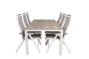 Venture Home Llama spisebord 205*100 - White Alu / Grey HPL - Albany 5:pos stol - White/Grey 6