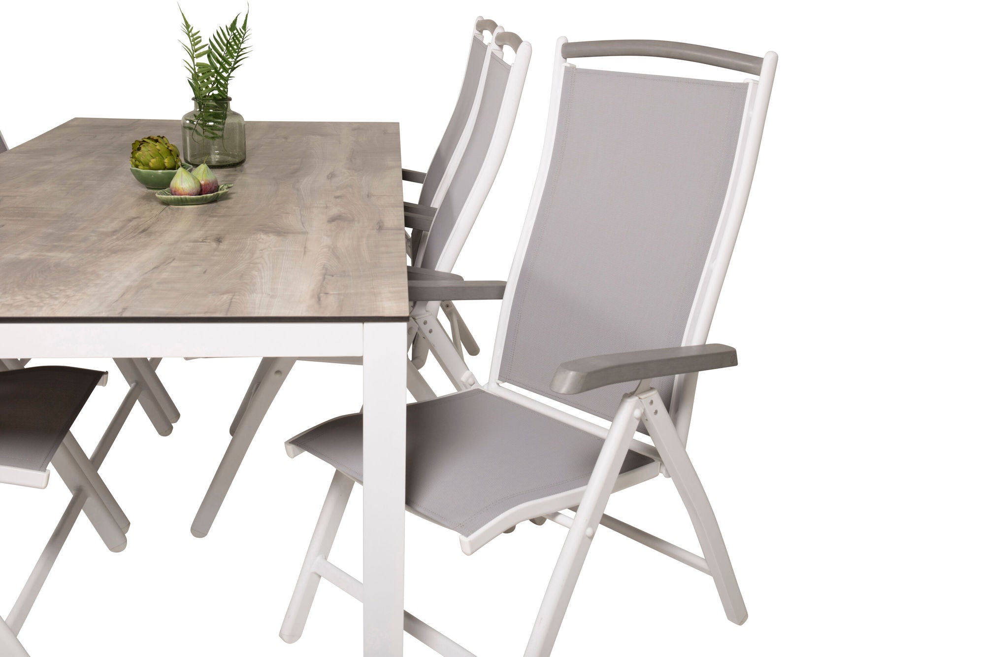 Venture Home Llama spisebord 205*100 - White Alu / Grey HPL - Albany 5:pos stol - White/Grey 6