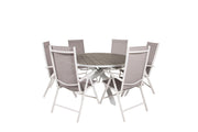 Venture Home Parma bord ø 140 - White/Grey - Break 5:pos stol - White/Grey 6