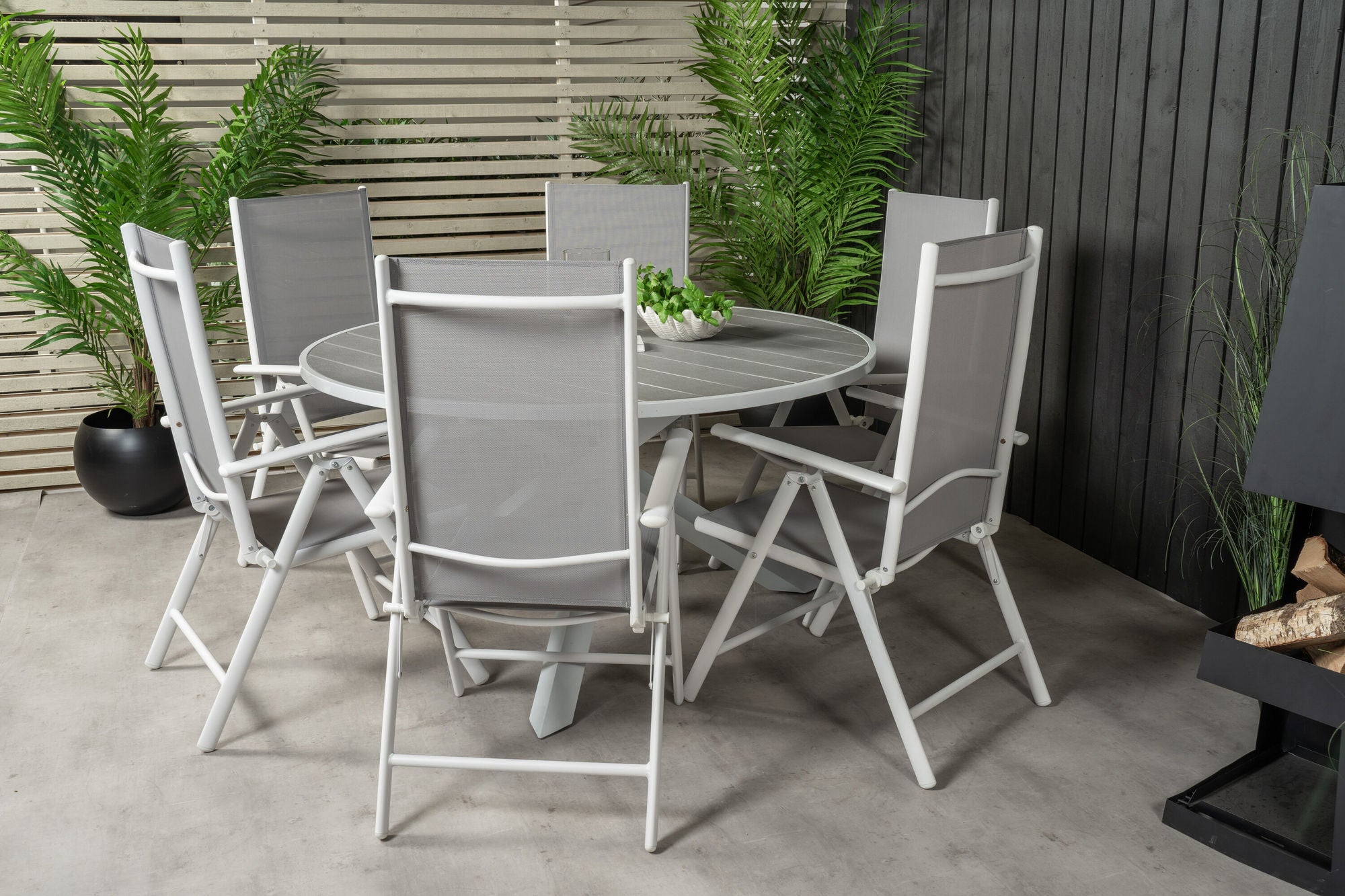 Venture Home Parma bord ø 140 - White/Grey - Break 5:pos stol - White/Grey 6