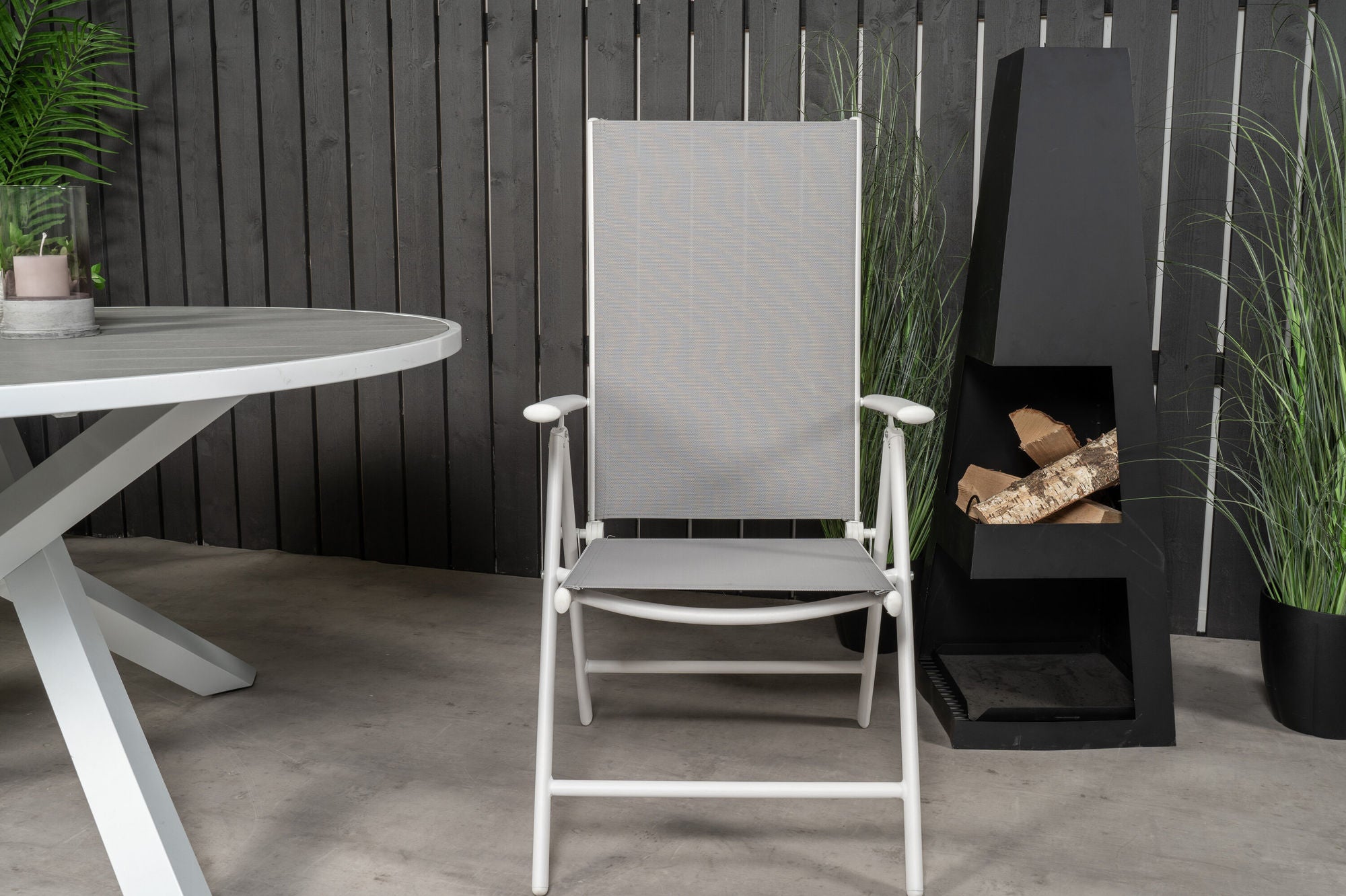Venture Home Parma bord ø 140 - White/Grey - Break 5:pos stol - White/Grey 6