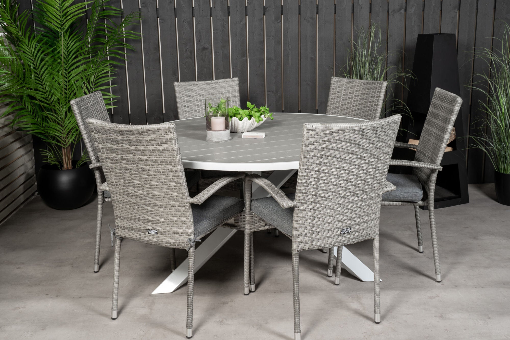 Venture Home Parma bord ø 140 - White/Grey - Anna stol - Grey 6
