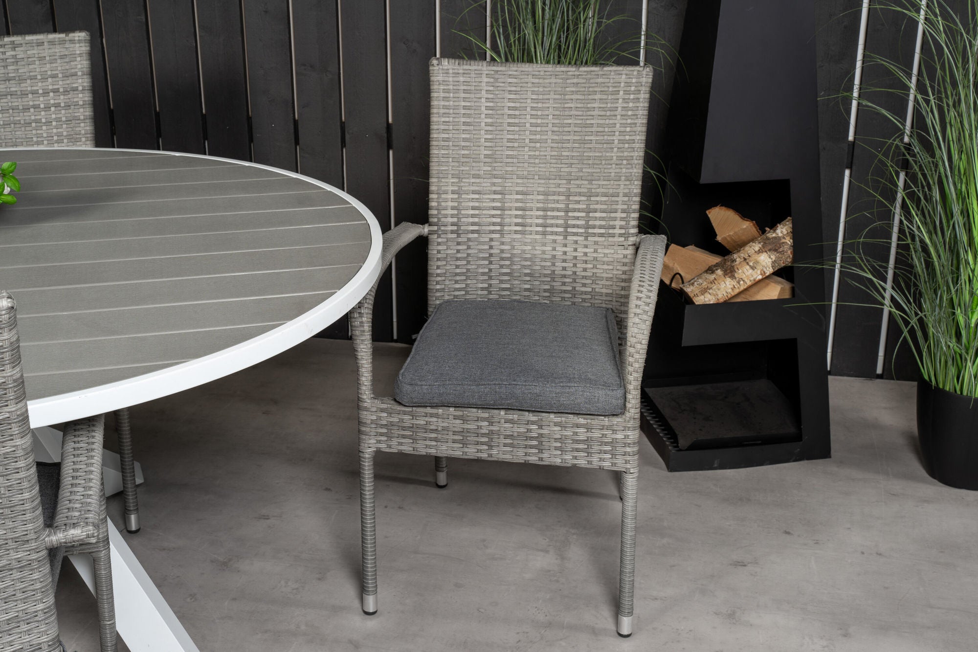 Venture Home Parma bord ø 140 - White/Grey - Anna stol - Grey 6