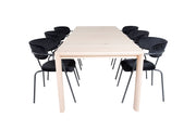 Venture Home Slider Extention bord - White Wash - 170+40+40cm +Arrow armchair - Black Legs