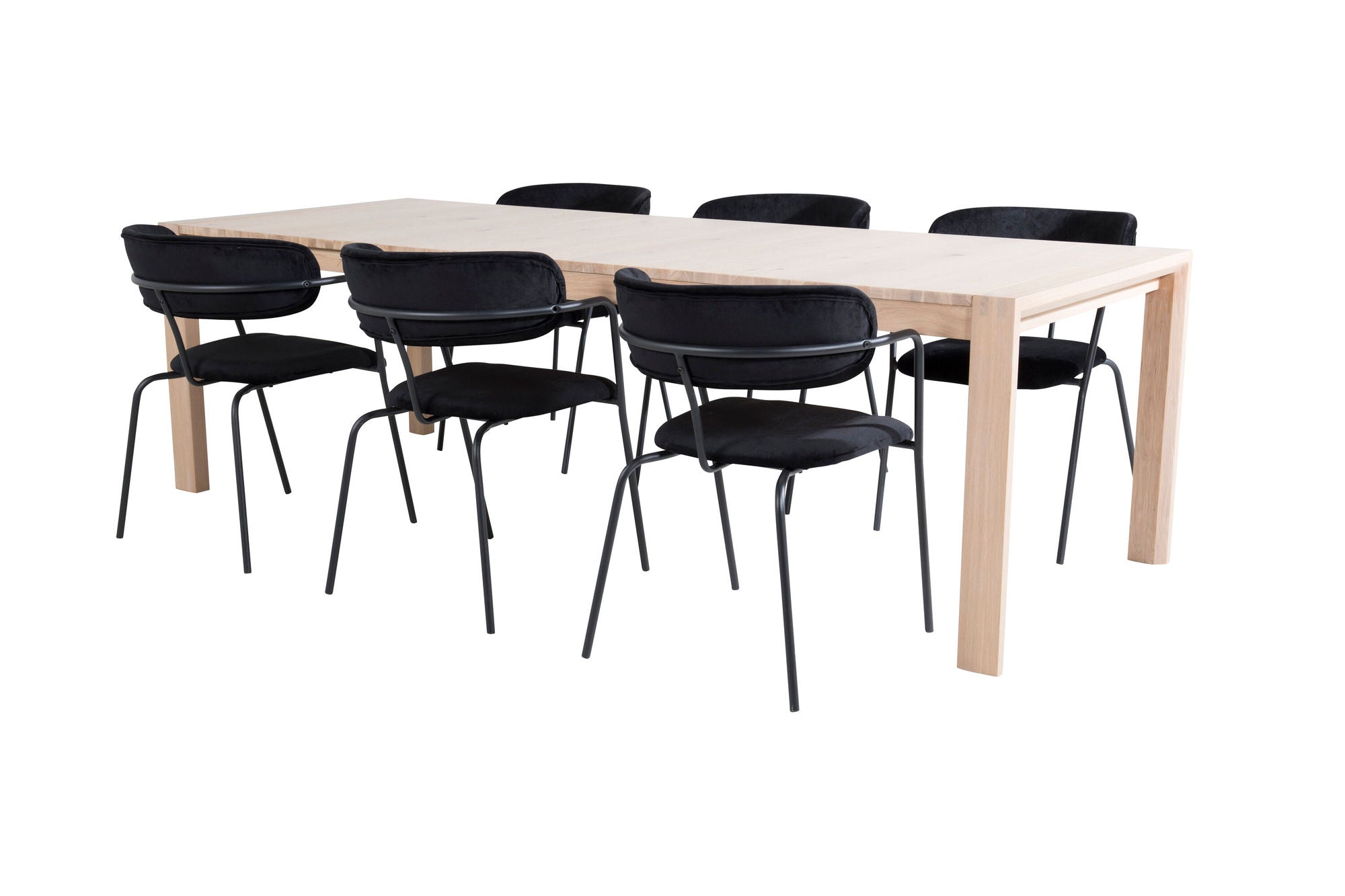 Venture Home Slider Extention bord - White Wash - 170+40+40cm +Arrow armchair - Black Legs