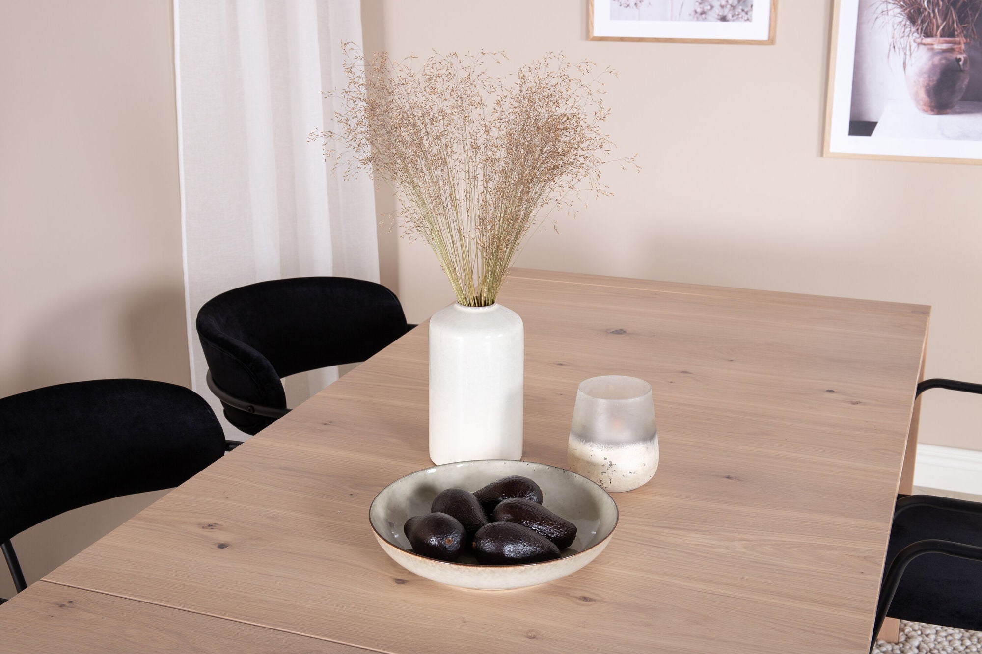Venture Home Slider Extention bord - White Wash - 170+40+40cm +Arrow armchair - Black Legs