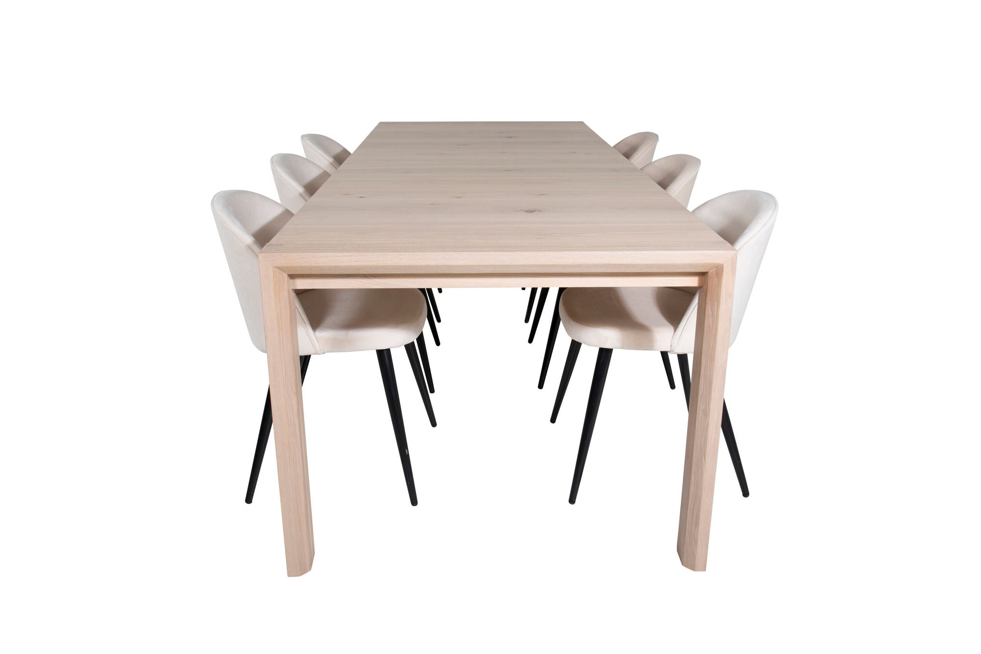 Venture Home Slider Extention bord - White Wash - 170+40+40cm +Velvet Spisebordsstol - Beige
