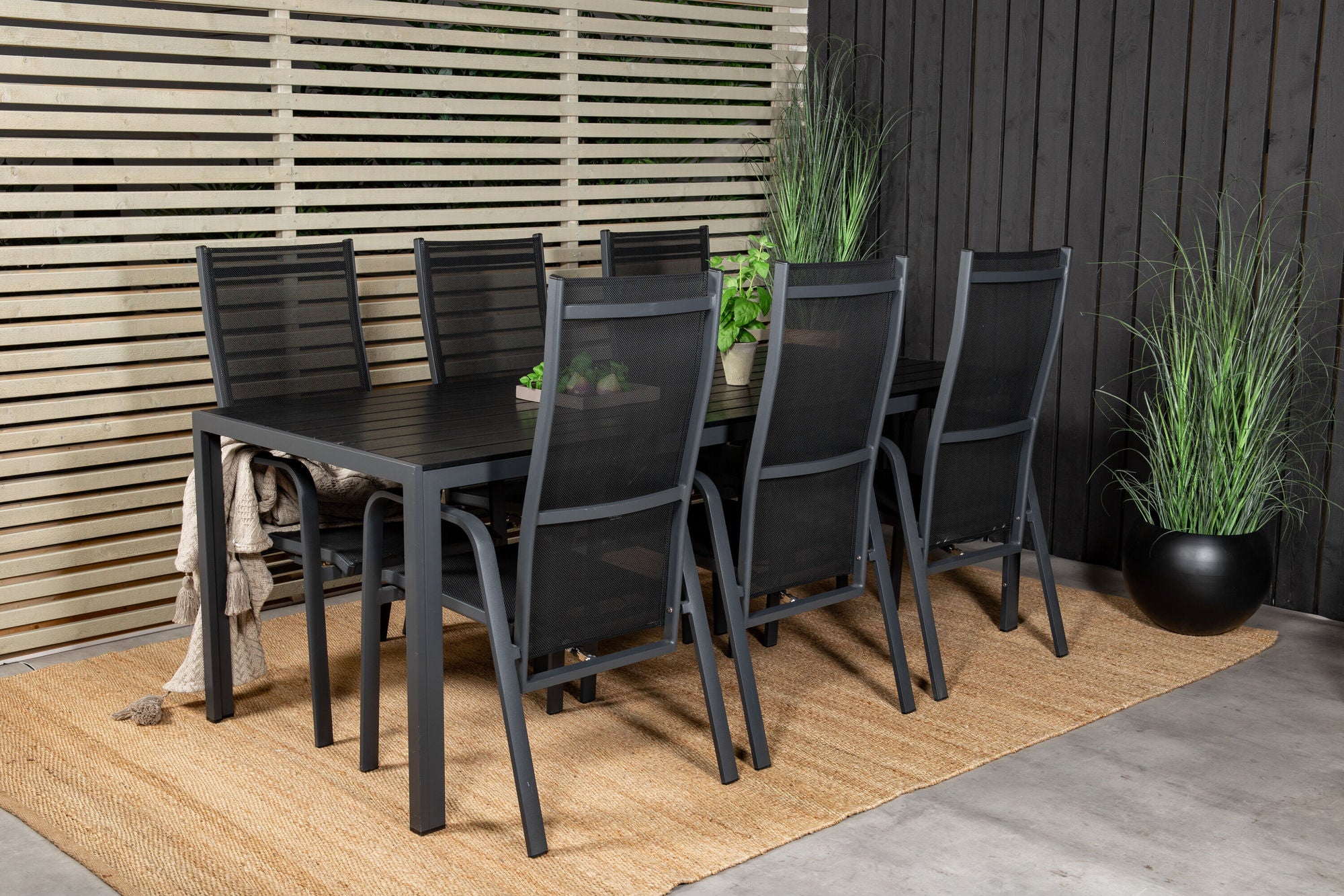 Venture Home Break spisebord - 205*90 - Black Alu / Black Aintwood+Copacabana Recliner Cha