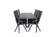 Venture Home Break spisebord - 205*90 - Black Alu / Black Aintwood+Break 5:pos stol - Bl