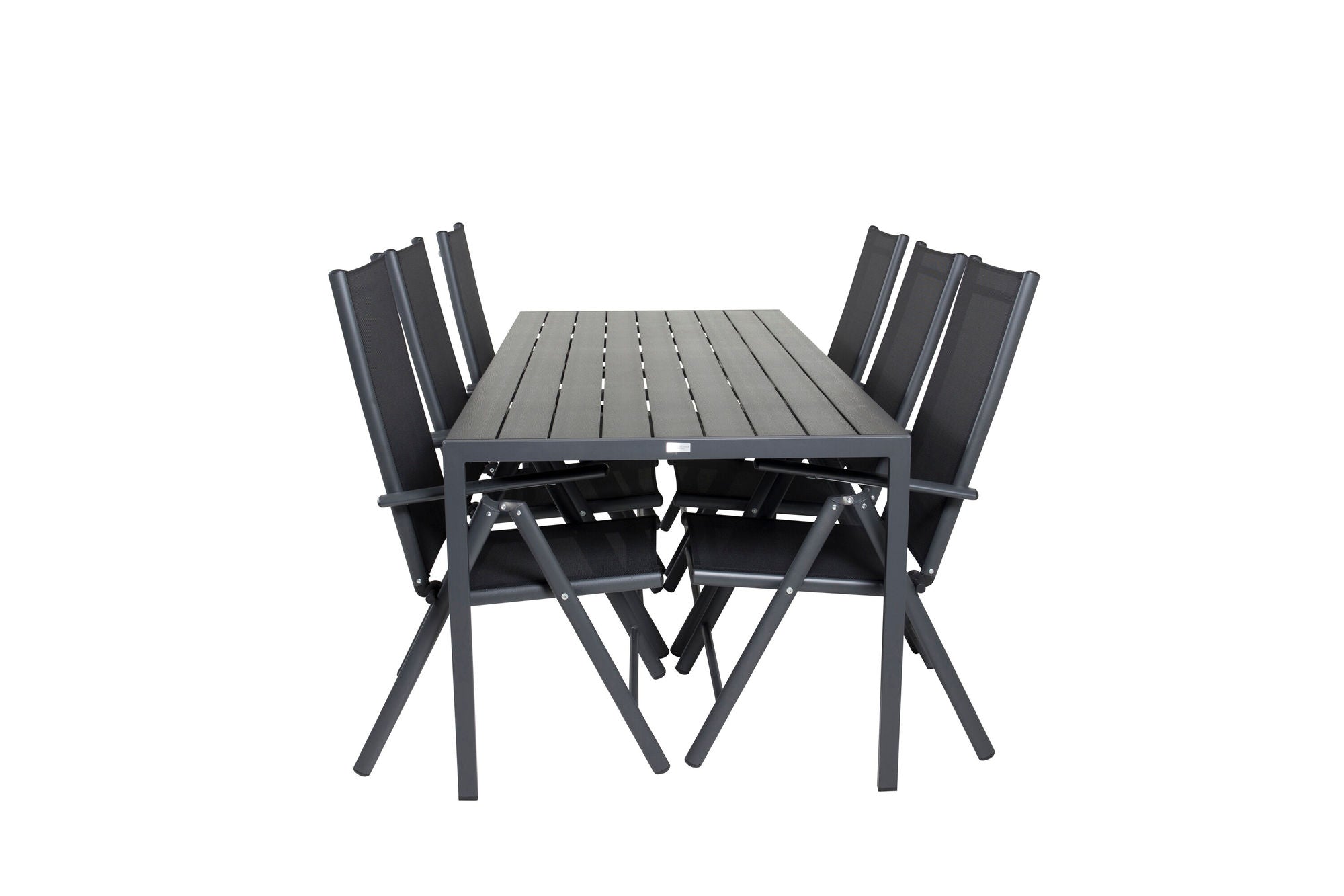 Venture Home Break spisebord - 205*90 - Black Alu / Black Aintwood+Break 5:pos stol - Bl