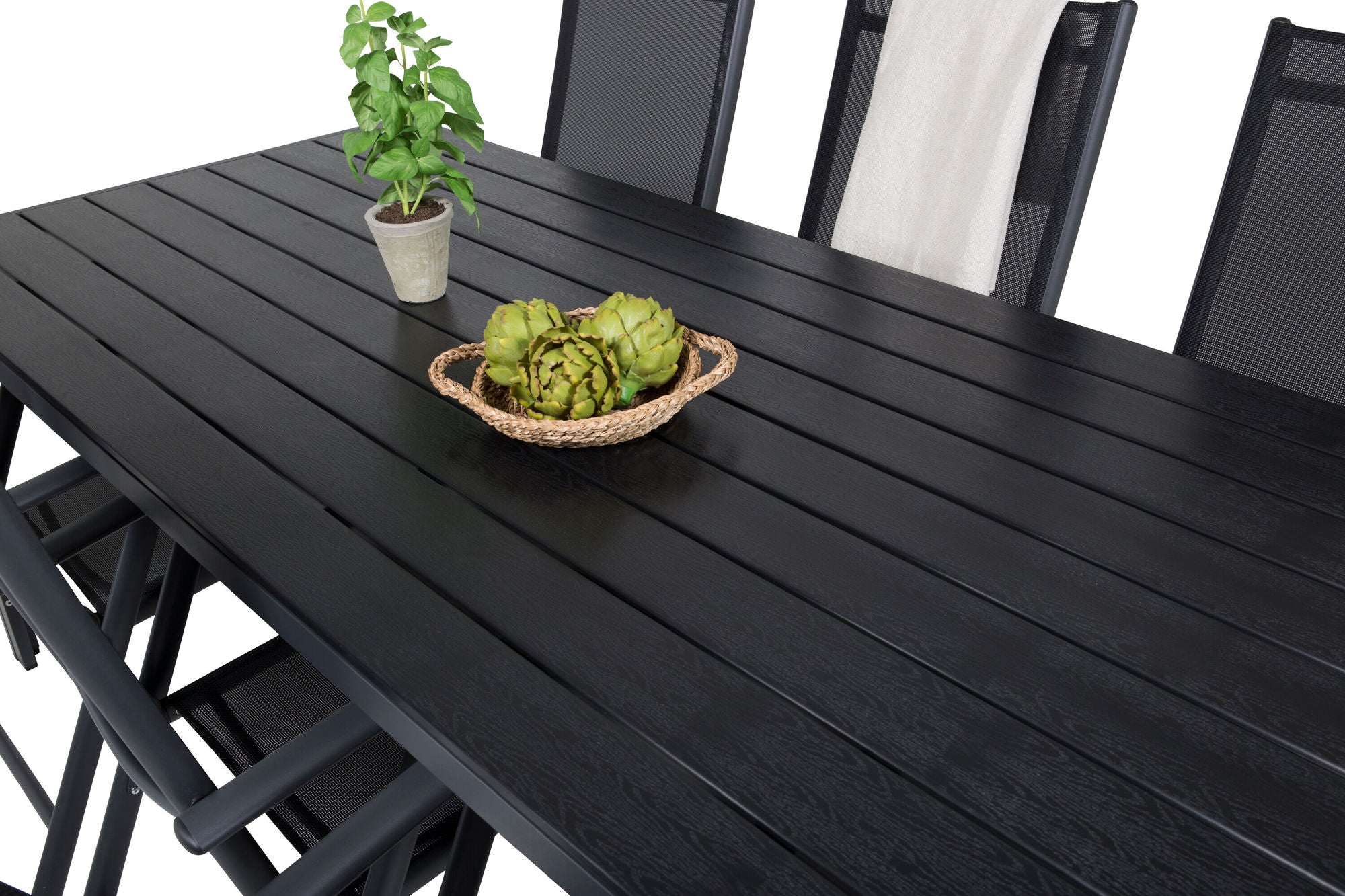 Venture Home Break spisebord - 205*90 - Black Alu / Black Aintwood+Break 5:pos stol - Bl