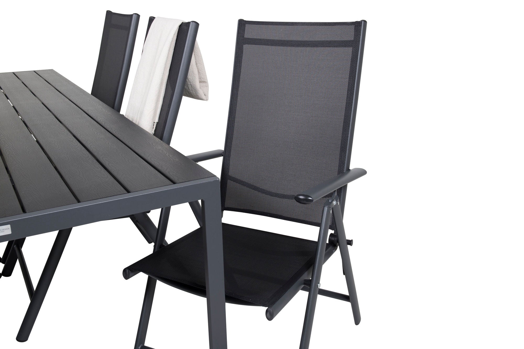 Venture Home Break spisebord - 205*90 - Black Alu / Black Aintwood+Break 5:pos stol - Bl