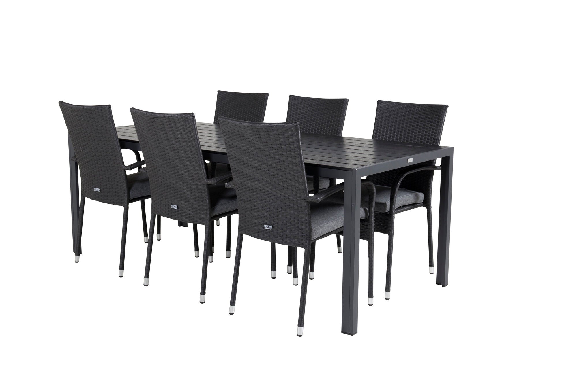 Venture Home Break spisebord - 205*90 - Black Alu / Black Aintwood+Anna Arm stol (stackab