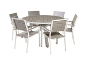 Venture Home Parma bord ø 140 - White/Grey - Levels stol (stackable) - White Alu / Grey Aintwood 6
