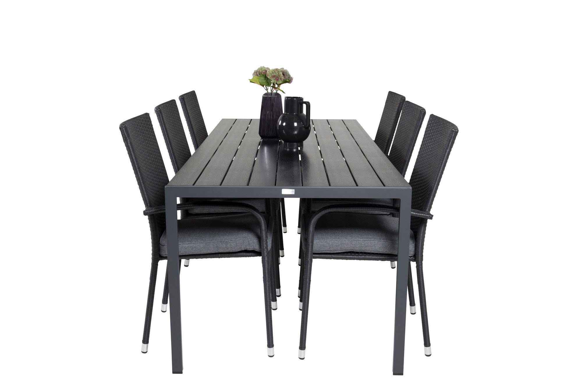 Venture Home Break spisebord - 205*90 - Black Alu / Black Aintwood+Anna Arm stol (stackab