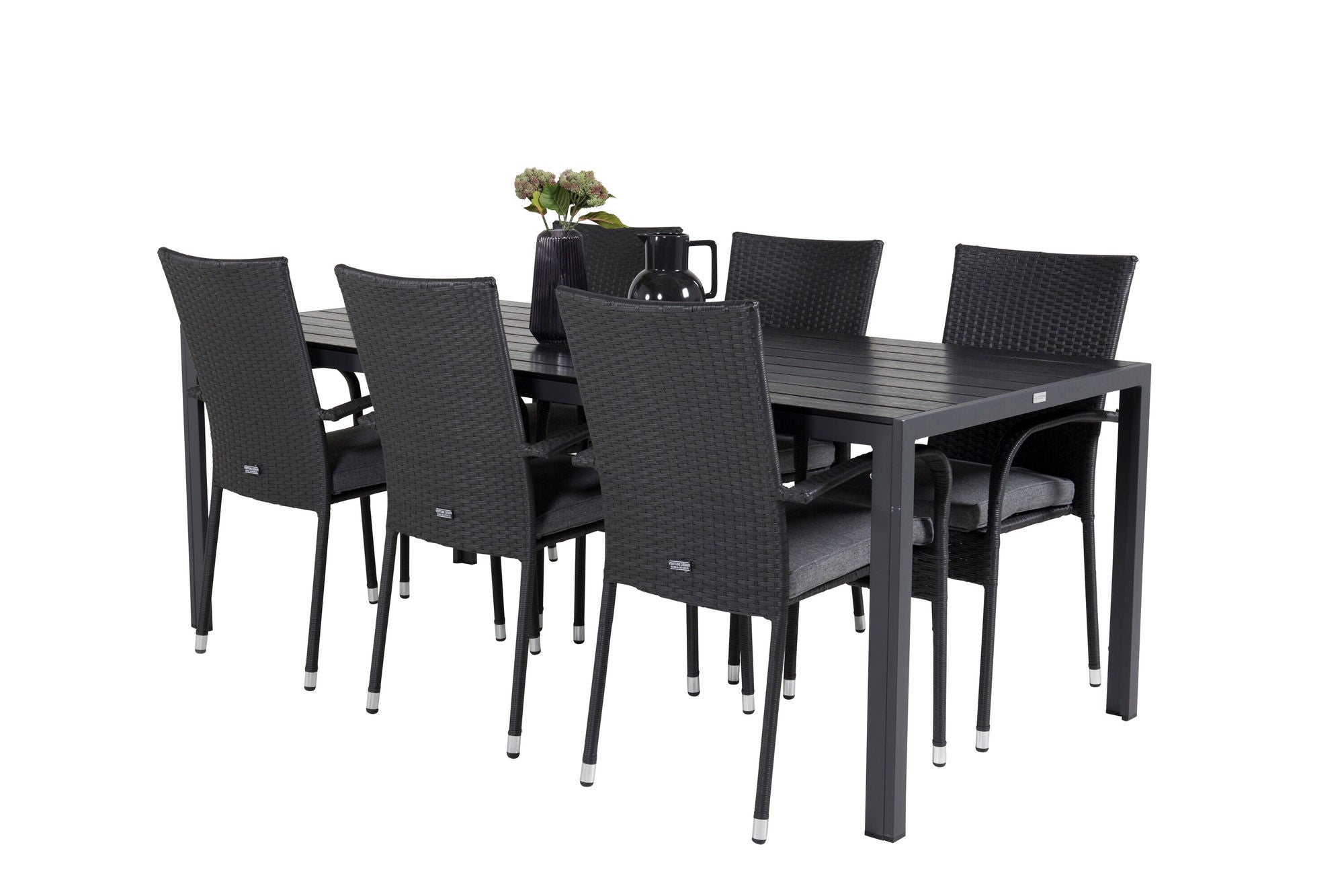 Venture Home Break spisebord - 205*90 - Black Alu / Black Aintwood+Anna Arm stol (stackab