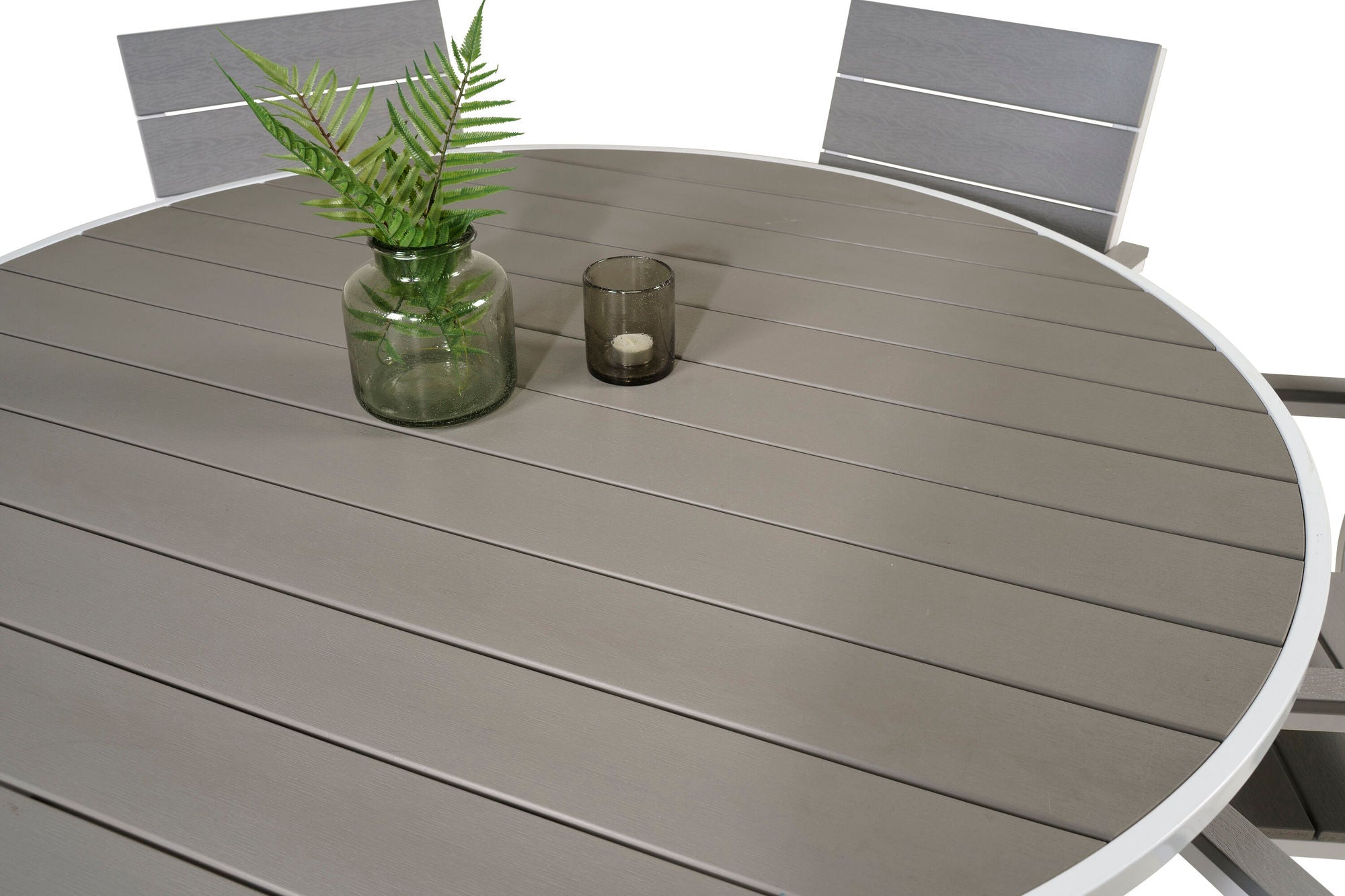 Venture Home Parma bord ø 140 - White/Grey - Levels stol (stackable) - White Alu / Grey Aintwood 6
