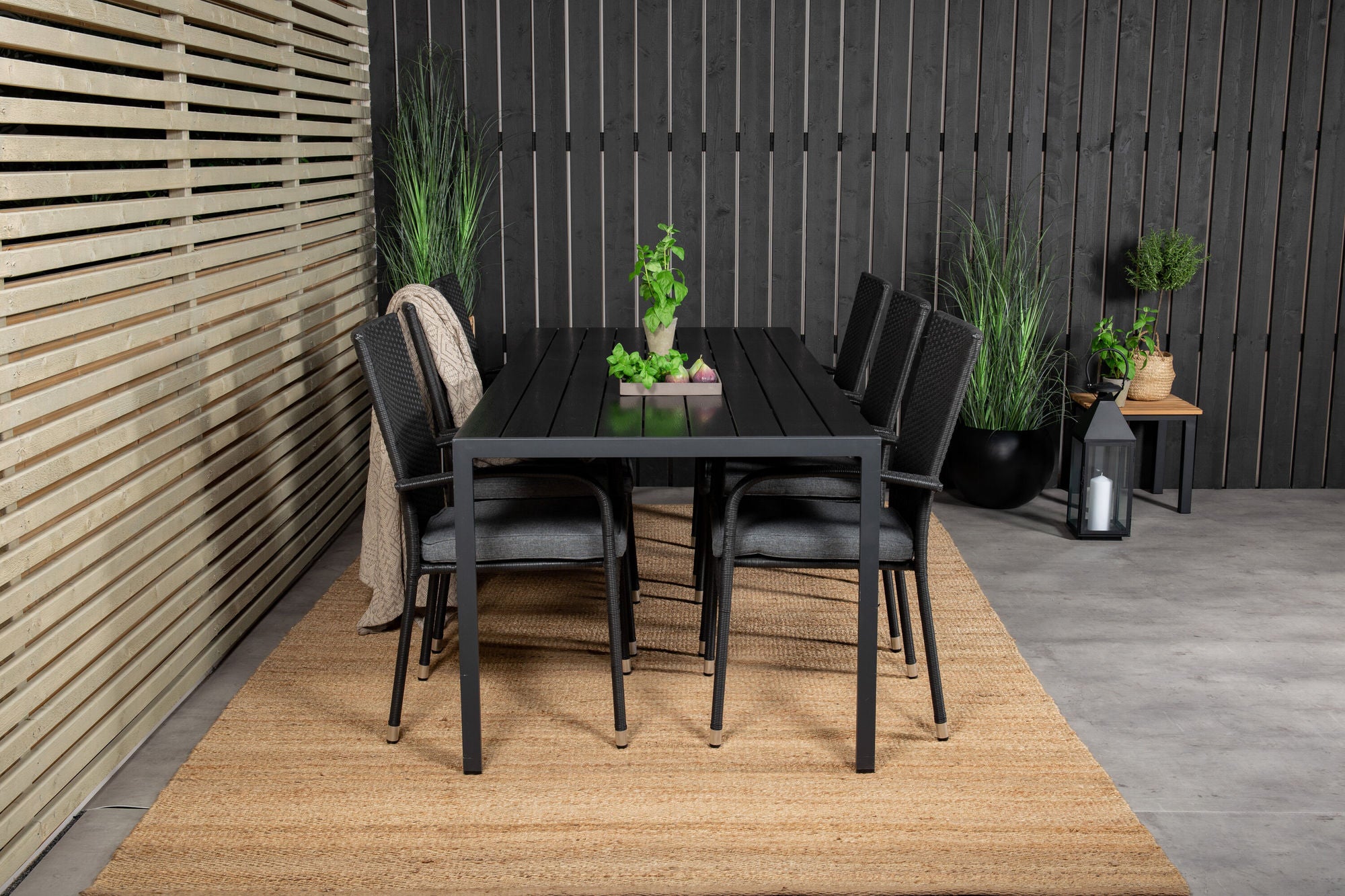 Venture Home Break spisebord - 205*90 - Black Alu / Black Aintwood+Anna Arm stol (stackab